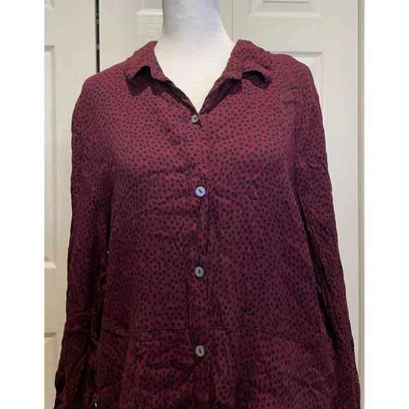 Habitat Womens Button Up Top Size XL Y2K Polka Dot‎ Whimsigoth Vamp Fairy Grunge - Picture 2 of 12